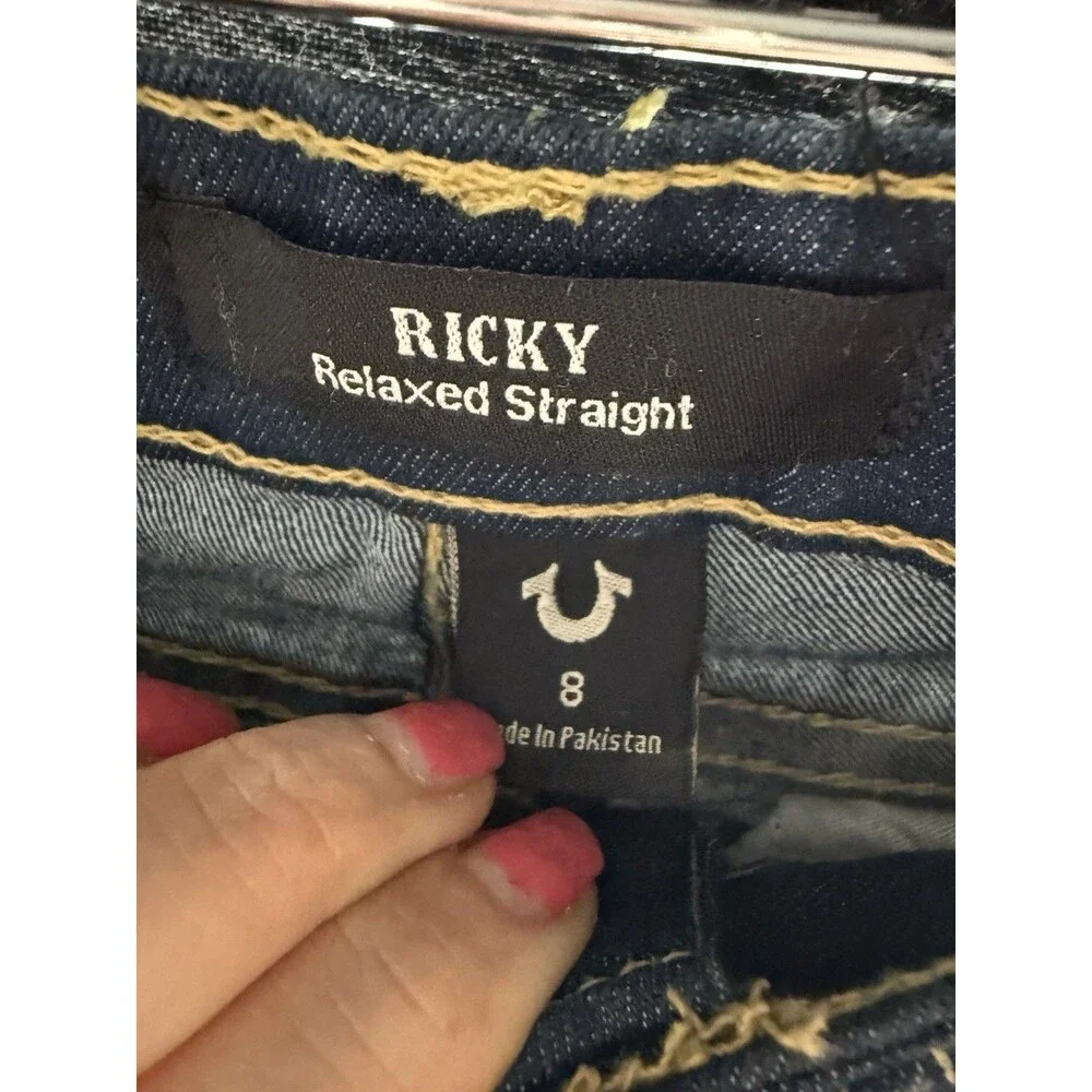 True Religion Jeans Ricky Relaxed Straight Kids Size 8 Blue New With Tags